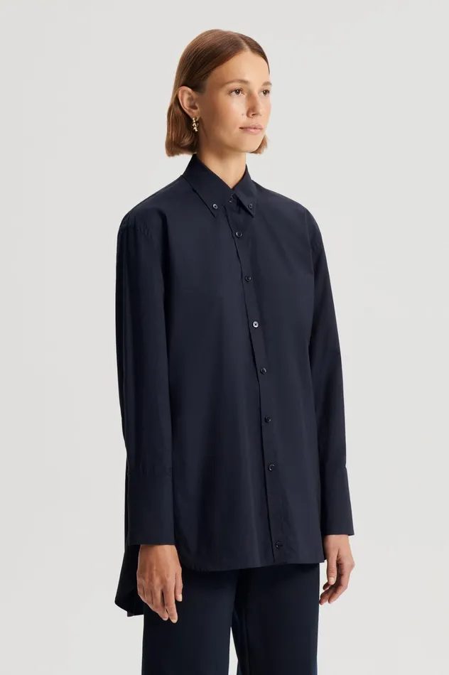 Women Scanlan Theodore Shirts PARACHUTE COTTON SHIRT Navy Women Scanlan Theodore Shirts PARACHUTE COTTON SHIRT Navy