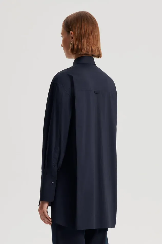 Women Scanlan Theodore Shirts PARACHUTE COTTON SHIRT Navy Women Scanlan Theodore Shirts PARACHUTE COTTON SHIRT Navy