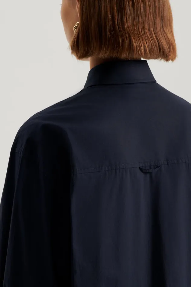 Women Scanlan Theodore Shirts PARACHUTE COTTON SHIRT Navy Women Scanlan Theodore Shirts PARACHUTE COTTON SHIRT Navy