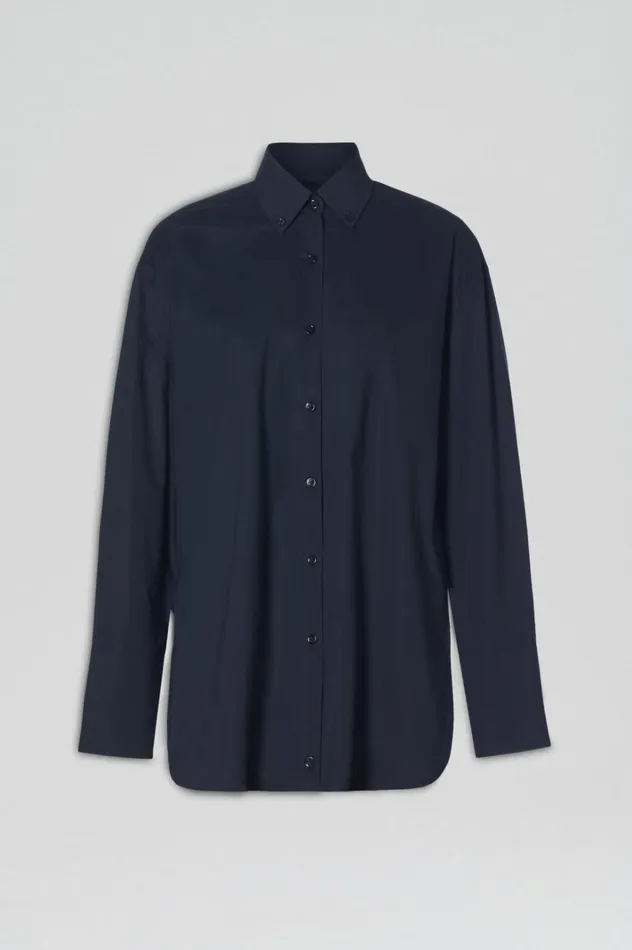 Women Scanlan Theodore Shirts PARACHUTE COTTON SHIRT Navy Women Scanlan Theodore Shirts PARACHUTE COTTON SHIRT Navy