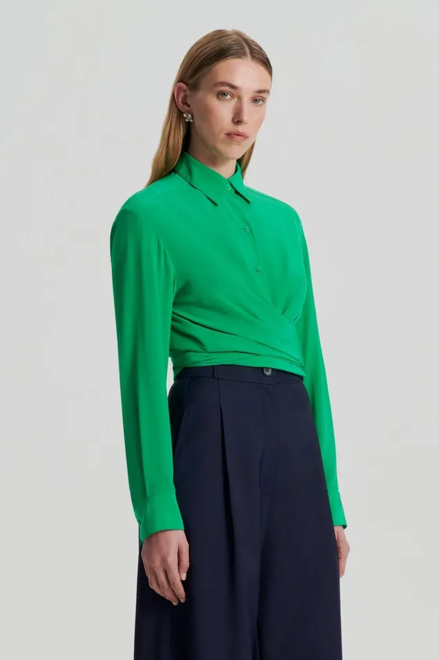 Women Scanlan Theodore Shirts SILK TIE FRONT SHIRT Emerald Women Scanlan Theodore Shirts SILK TIE FRONT SHIRT Emerald