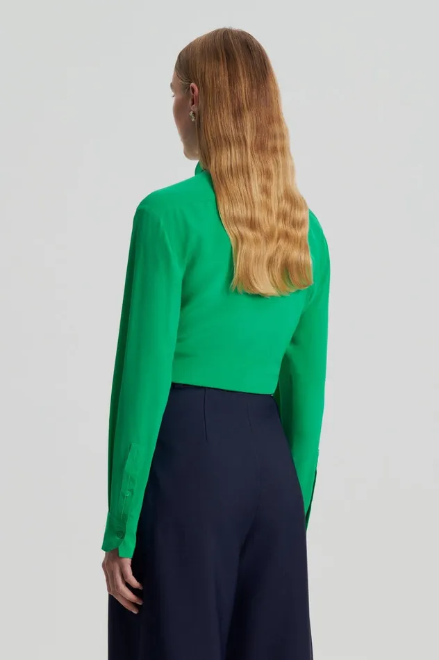 Women Scanlan Theodore Shirts SILK TIE FRONT SHIRT Emerald Women Scanlan Theodore Shirts SILK TIE FRONT SHIRT Emerald