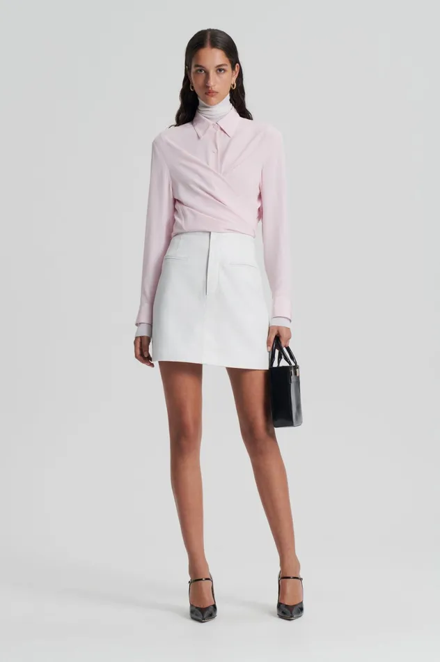 Women Scanlan Theodore Shirts SILK TIE FRONT SHIRT Softpink