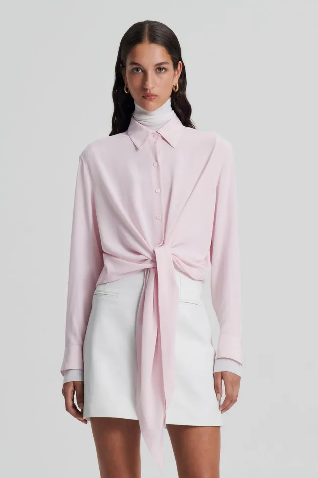 Women Scanlan Theodore Shirts SILK TIE FRONT SHIRT Softpink Women Scanlan Theodore Shirts SILK TIE FRONT SHIRT Softpink