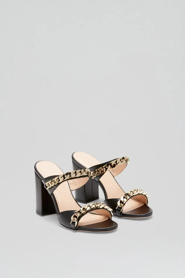 Women Scanlan Theodore Shoes SANDAL WITH CHAINS DETAIL 95 Black
