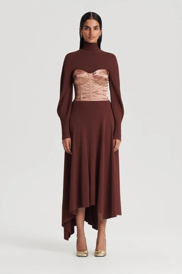 Women Scanlan Theodore Skirts DRAPE HEM SKIRT Burgundy
