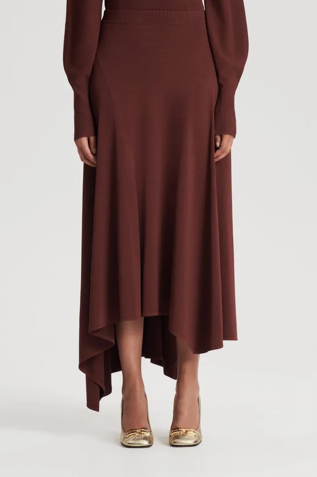Women Scanlan Theodore Skirts DRAPE HEM SKIRT Burgundy Women Scanlan Theodore Skirts DRAPE HEM SKIRT Burgundy