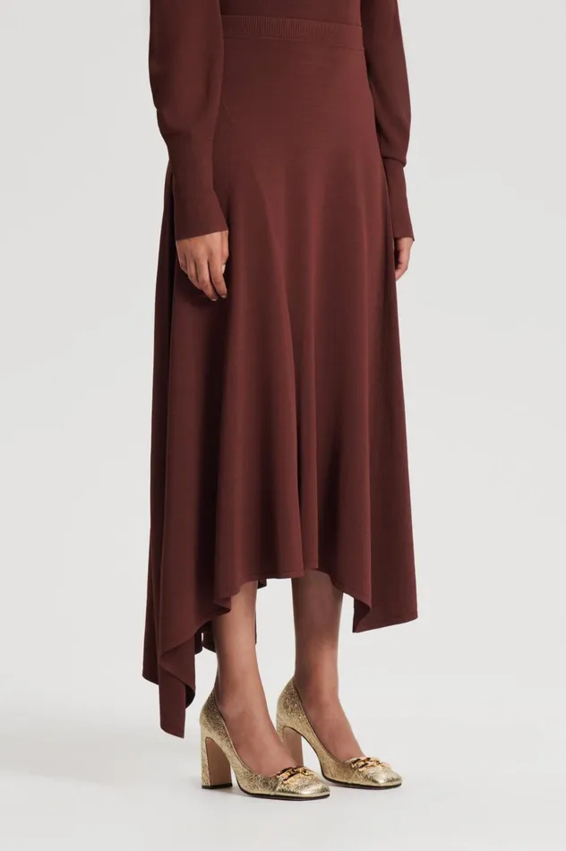 Women Scanlan Theodore Skirts DRAPE HEM SKIRT Burgundy Women Scanlan Theodore Skirts DRAPE HEM SKIRT Burgundy
