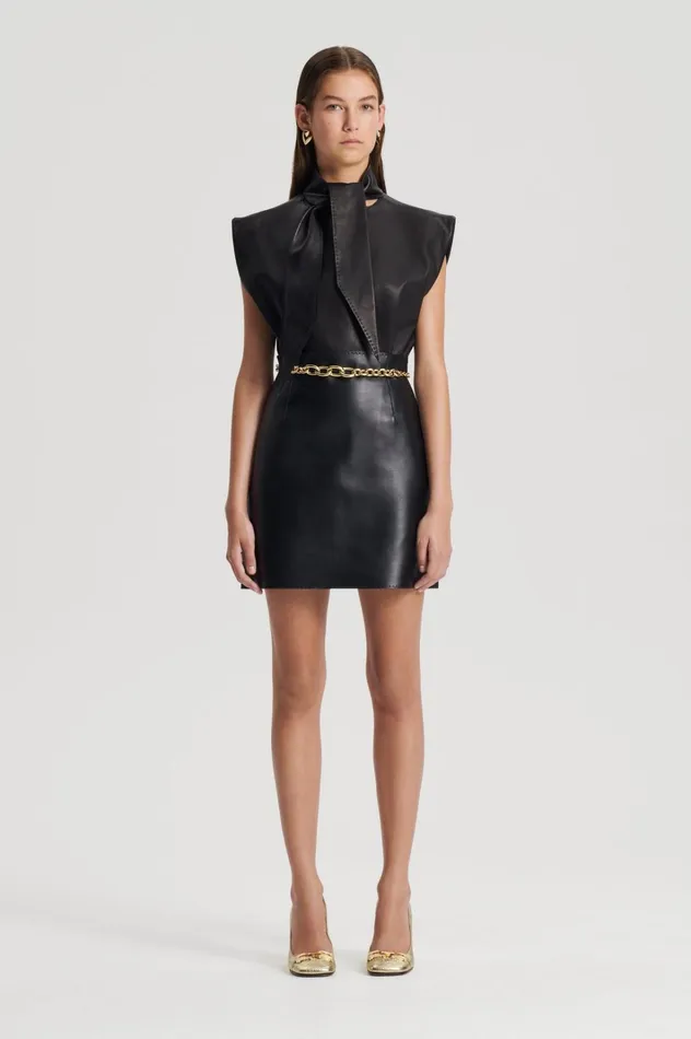 Women Scanlan Theodore Skirts LEATHER BONDED MINI Black