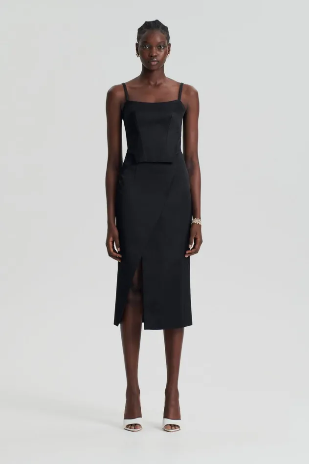 Women Scanlan Theodore Skirts SATIN WRAP SKIRT Black