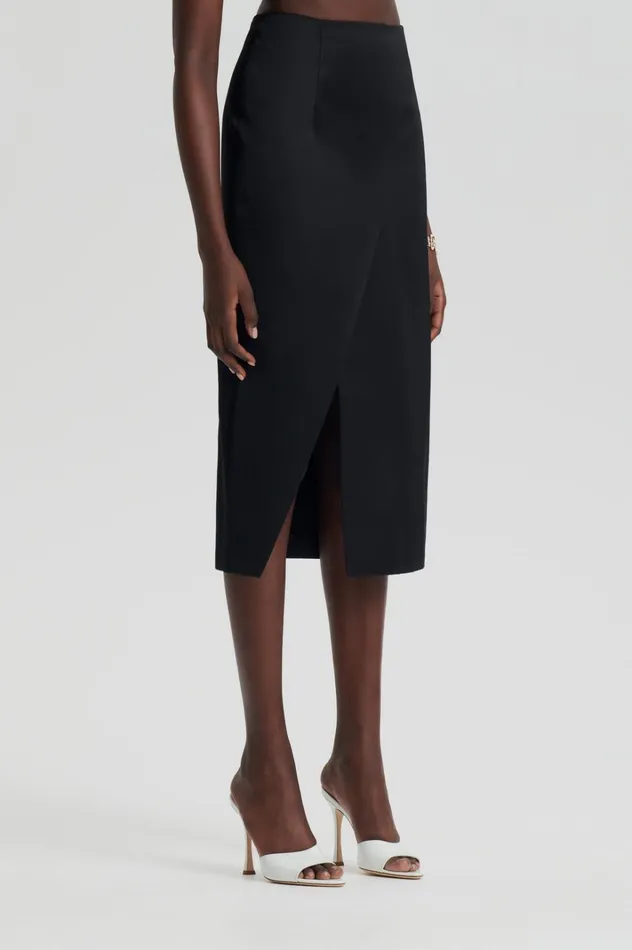 Women Scanlan Theodore Skirts SATIN WRAP SKIRT Black Women Scanlan Theodore Skirts SATIN WRAP SKIRT Black