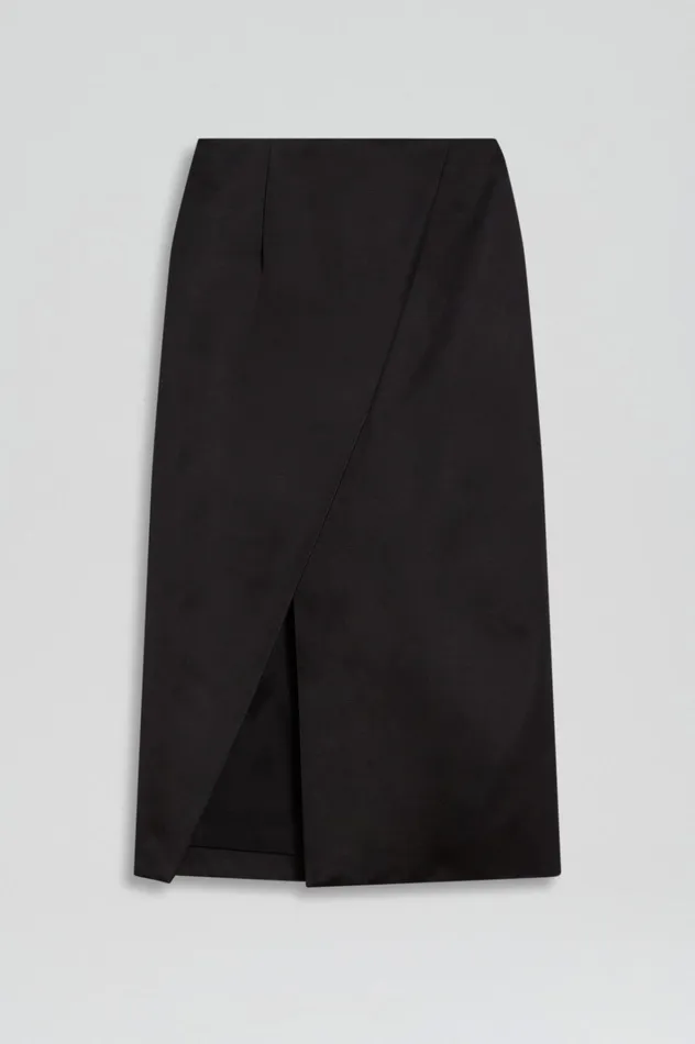 Women Scanlan Theodore Skirts SATIN WRAP SKIRT Black Women Scanlan Theodore Skirts SATIN WRAP SKIRT Black