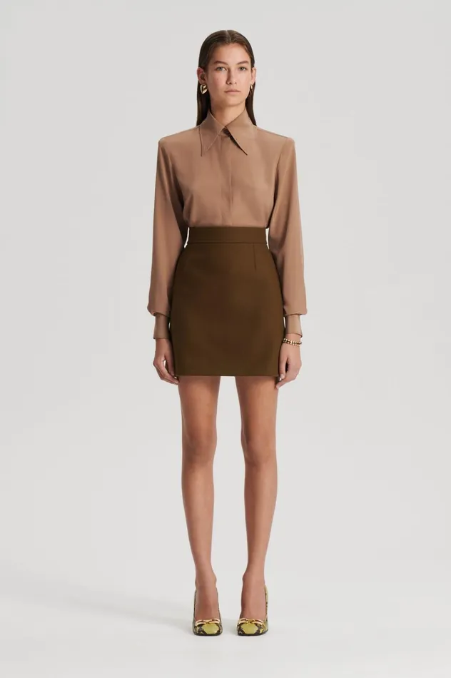 Women Scanlan Theodore Skirts TAILORED MINI SKIRT Khaki