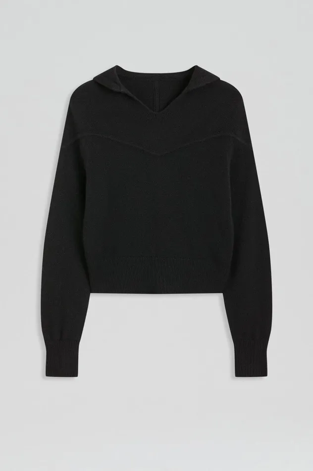 Women Scanlan Theodore Sweaters CASHMERE HOODED SWEATER Black Women Scanlan Theodore Sweaters CASHMERE HOODED SWEATER Black