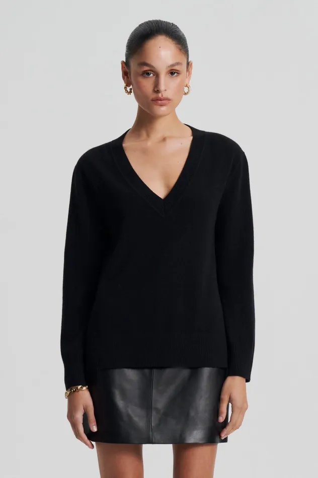 Women Scanlan Theodore Sweaters CASHMERE V Black Women Scanlan Theodore Sweaters CASHMERE V Black