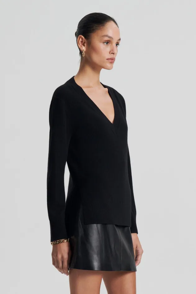 Women Scanlan Theodore Sweaters CASHMERE V Black Women Scanlan Theodore Sweaters CASHMERE V Black