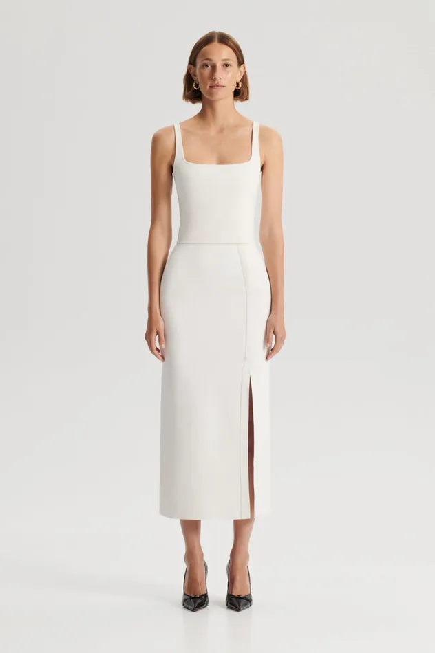 Women Scanlan Theodore Tops CREPE KNIT SQUARE CAMISOLE Cream