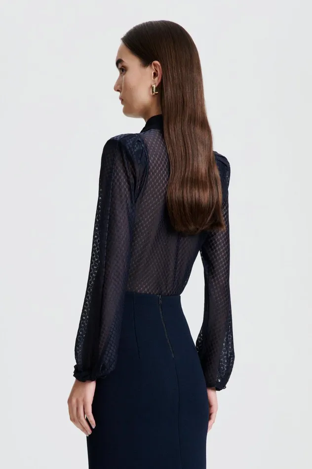 Women Scanlan Theodore Tops FRENCH LACE BLOUSE Navy Women Scanlan Theodore Tops FRENCH LACE BLOUSE Navy