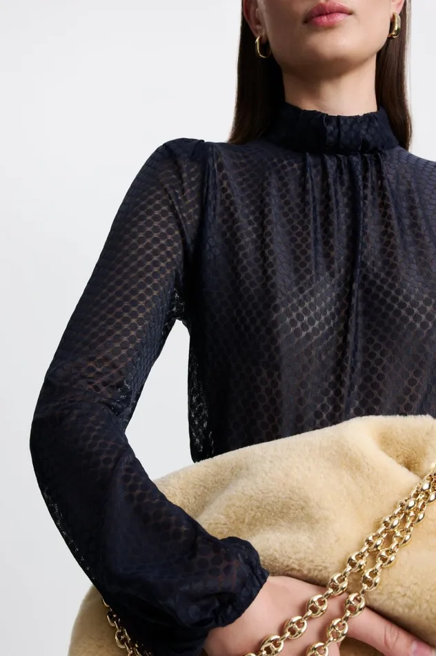 Women Scanlan Theodore Tops FRENCH LACE BLOUSE Navy Women Scanlan Theodore Tops FRENCH LACE BLOUSE Navy