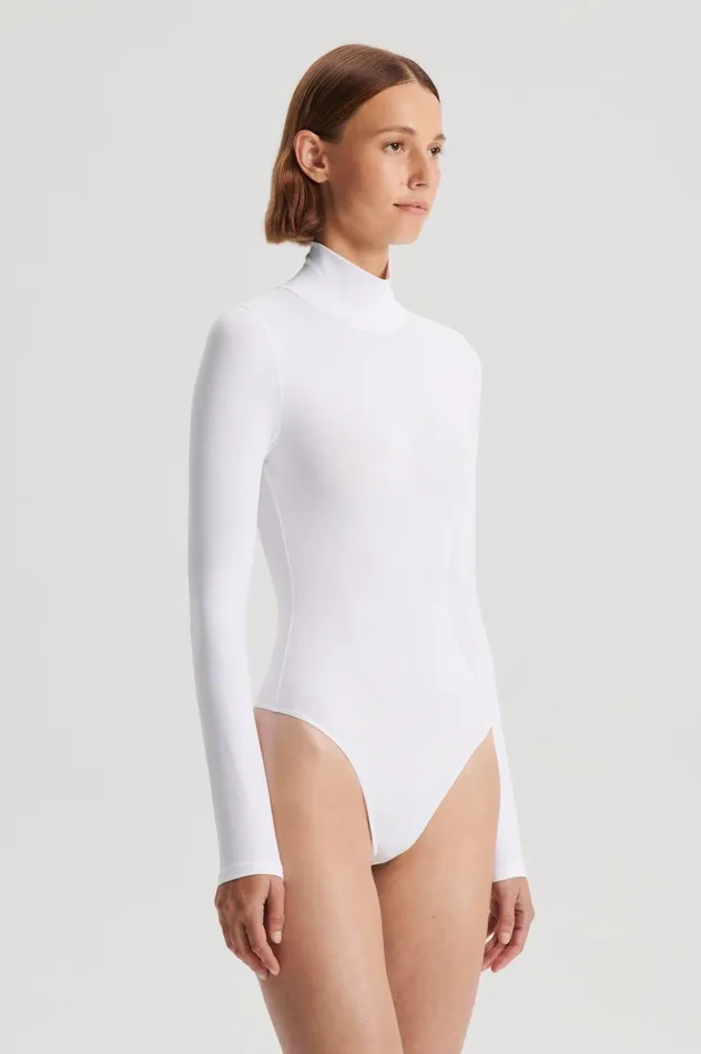 Women Scanlan Theodore Tops TURTLE NECK BODYSUIT White