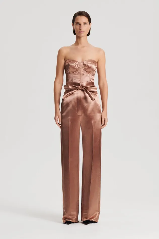 Women Scanlan Theodore Trousers FRENCH SATIN TROUSER Cinnamon