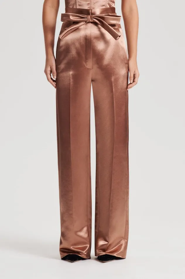 Women Scanlan Theodore Trousers FRENCH SATIN TROUSER Cinnamon Women Scanlan Theodore Trousers FRENCH SATIN TROUSER Cinnamon