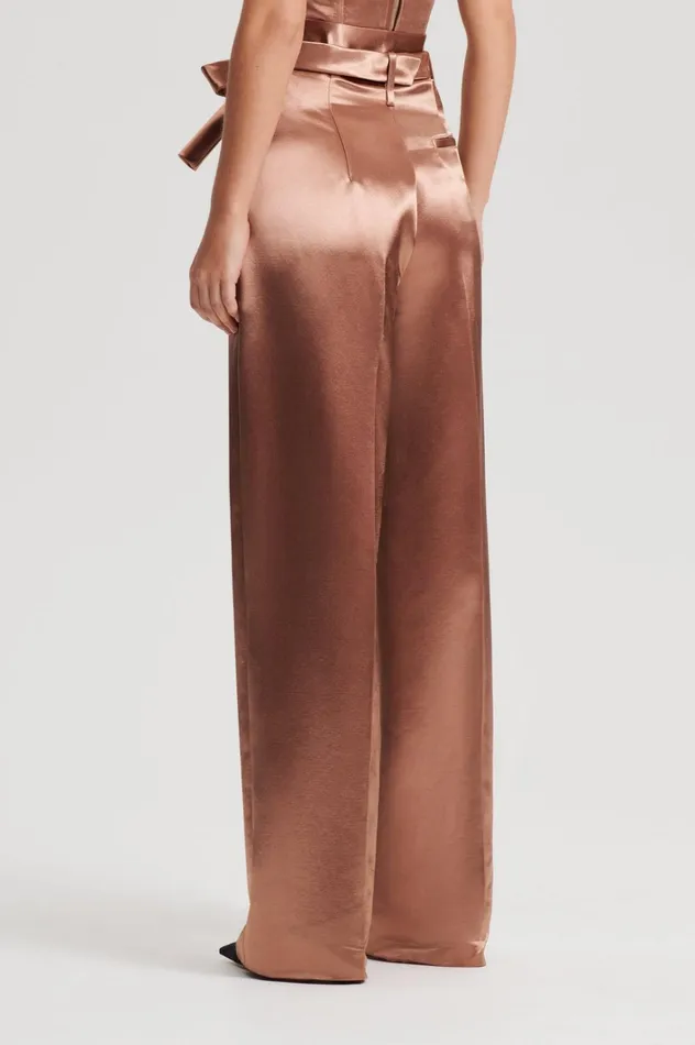 Women Scanlan Theodore Trousers FRENCH SATIN TROUSER Cinnamon Women Scanlan Theodore Trousers FRENCH SATIN TROUSER Cinnamon