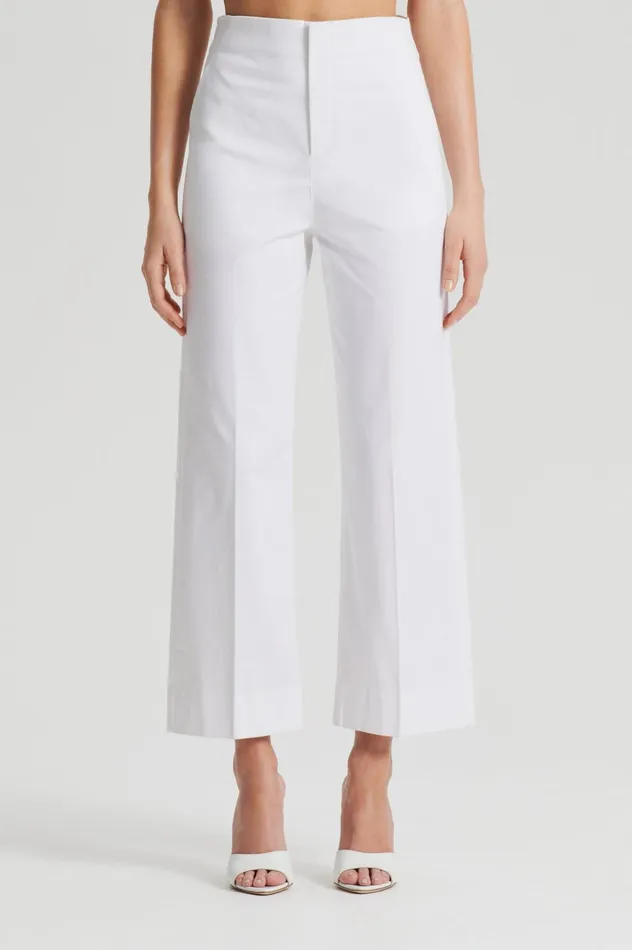 Women Scanlan Theodore Trousers SATEEN CROPPED WIDE LEG TROUSER White Women Scanlan Theodore Trousers SATEEN CROPPED WIDE LEG TROUSER White
