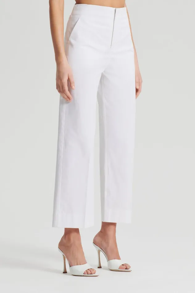 Women Scanlan Theodore Trousers SATEEN CROPPED WIDE LEG TROUSER White Women Scanlan Theodore Trousers SATEEN CROPPED WIDE LEG TROUSER White