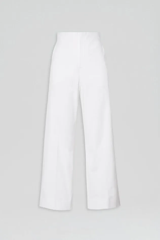 Women Scanlan Theodore Trousers SATEEN CROPPED WIDE LEG TROUSER White Women Scanlan Theodore Trousers SATEEN CROPPED WIDE LEG TROUSER White