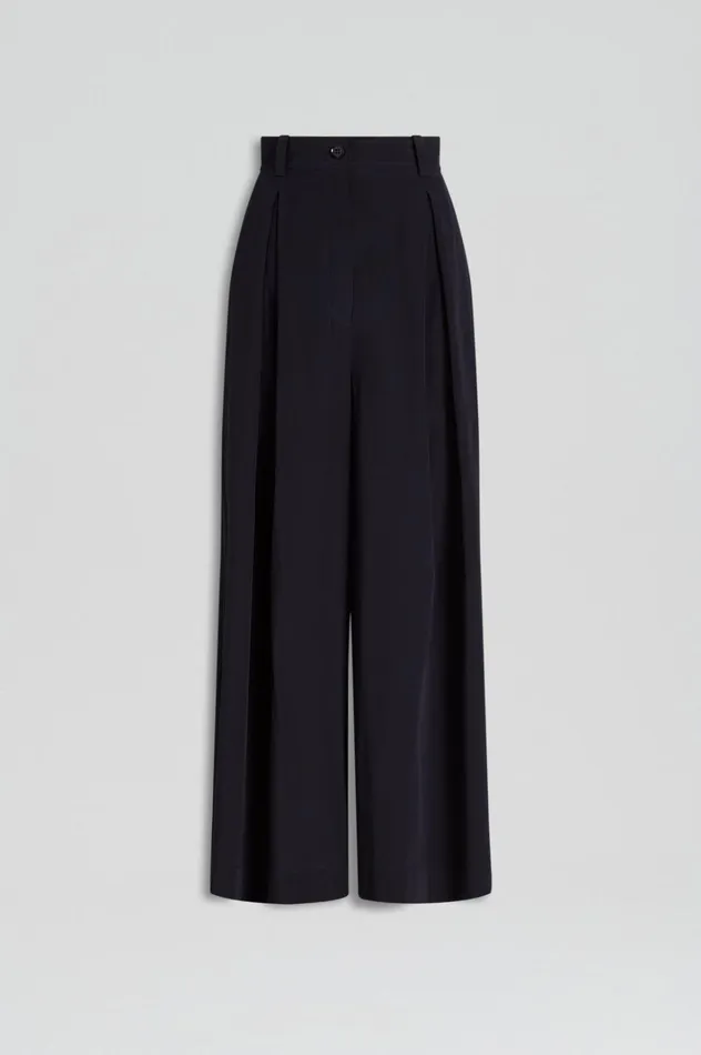 Women Scanlan Theodore Trousers SILK CROP TROUSER Navy Women Scanlan Theodore Trousers SILK CROP TROUSER Navy