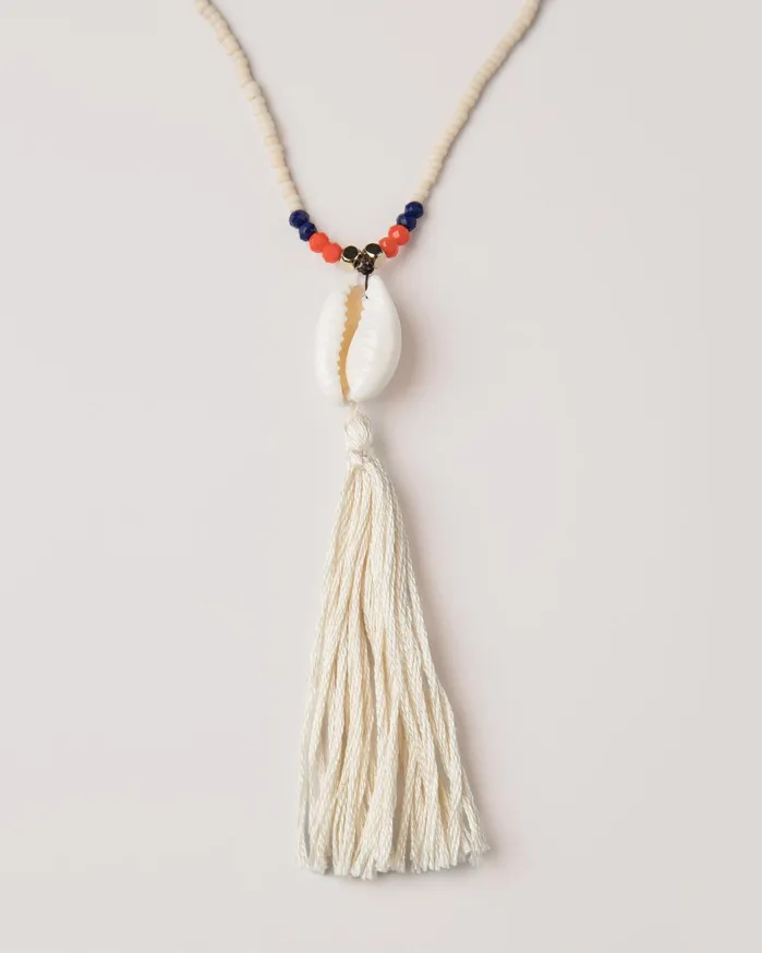 Women Shell Tassle Necklace Ecru YMC Jewellery