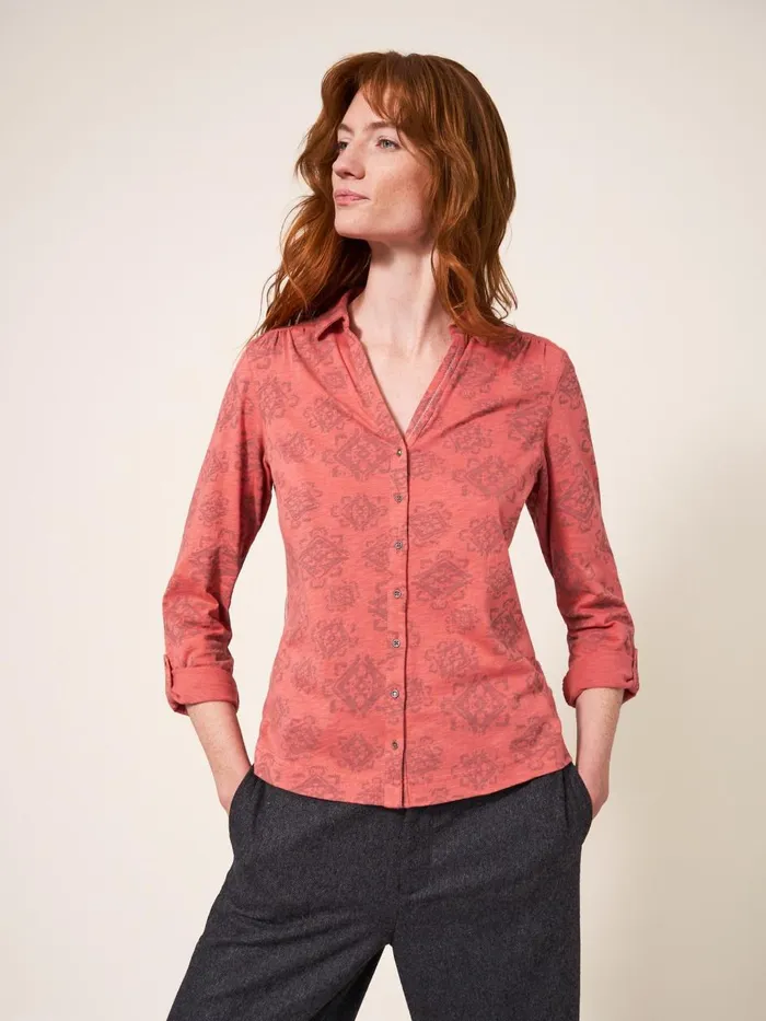 Women SHIRTS and BLOUSES White Stuff Annie Cotton Jersey Shirt Pink Print Women SHIRTS and BLOUSES White Stuff Annie Cotton Jersey Shirt Pink Print