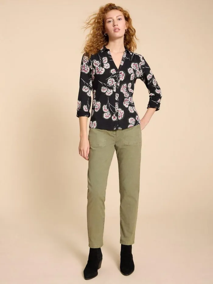 Women SHIRTS and BLOUSES White Stuff ANNIE JERSEY PRINT SHIRT Black Print