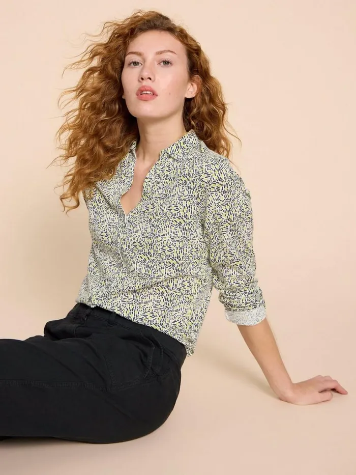 Women SHIRTS and BLOUSES White Stuff ANNIE JERSEY PRINT SHIRT Ivory Print