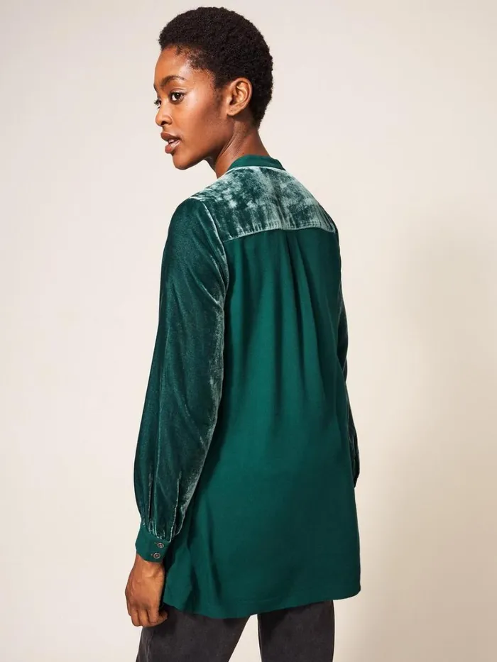 Women SHIRTS and BLOUSES White Stuff Dakota Velvet Tunic Mid Teal Women SHIRTS and BLOUSES White Stuff Dakota Velvet Tunic Mid Teal