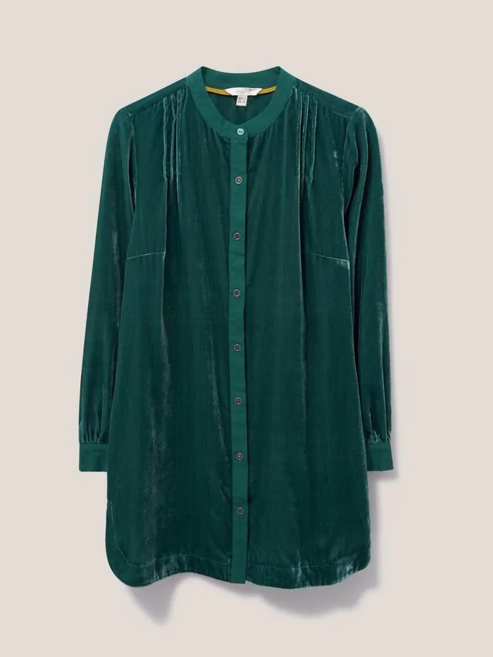 Women SHIRTS and BLOUSES White Stuff Dakota Velvet Tunic Mid Teal Women SHIRTS and BLOUSES White Stuff Dakota Velvet Tunic Mid Teal