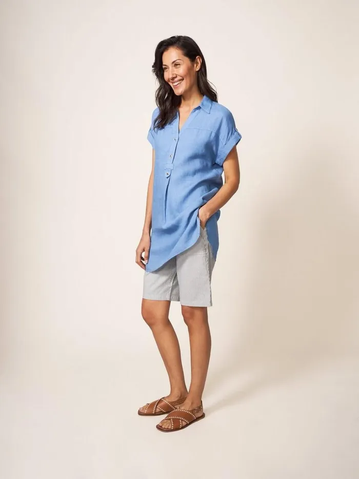 Women SHIRTS and BLOUSES White Stuff Elsie Linen Tunic Mid Blue