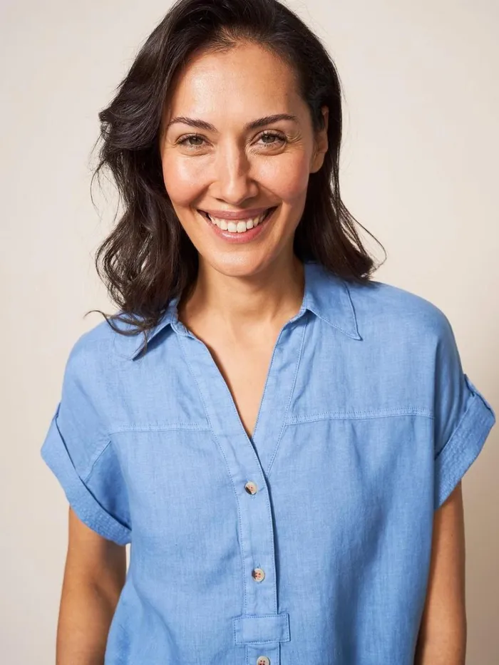 Women SHIRTS and BLOUSES White Stuff Elsie Linen Tunic Mid Blue Women SHIRTS and BLOUSES White Stuff Elsie Linen Tunic Mid Blue