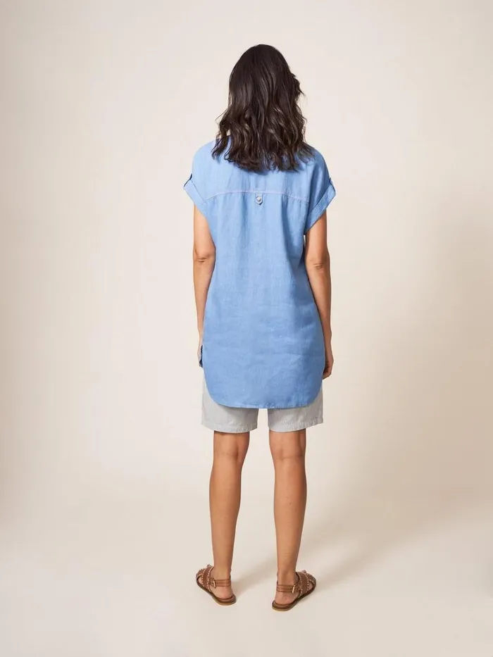 Women SHIRTS and BLOUSES White Stuff Elsie Linen Tunic Mid Blue Women SHIRTS and BLOUSES White Stuff Elsie Linen Tunic Mid Blue