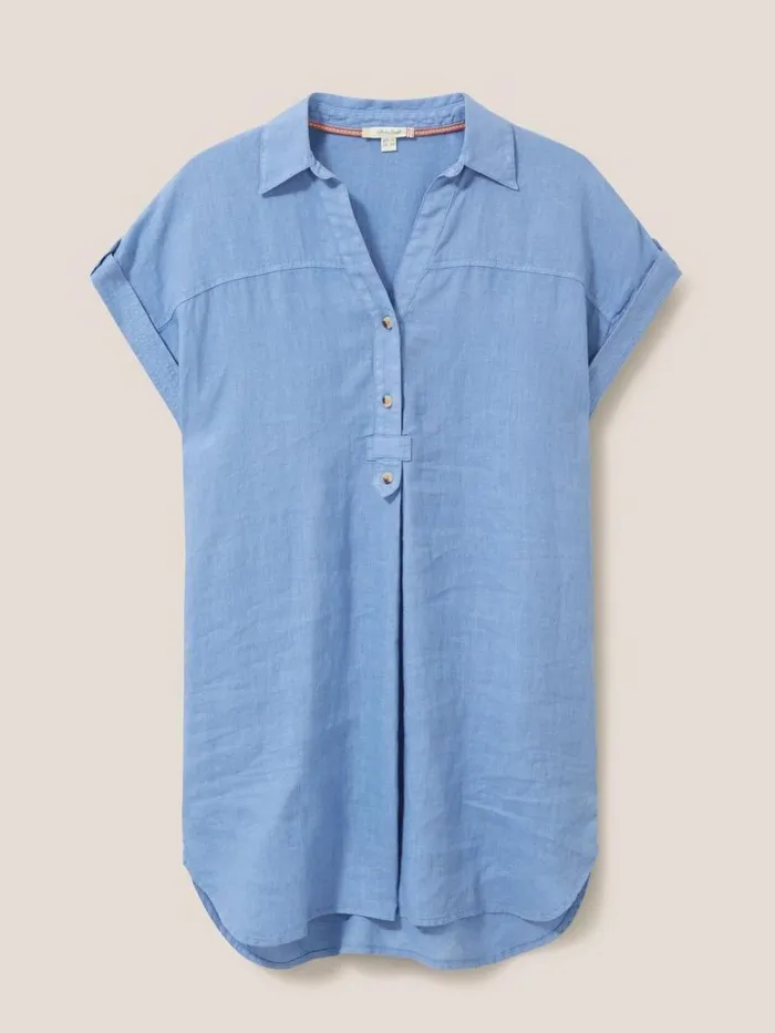 Women SHIRTS and BLOUSES White Stuff Elsie Linen Tunic Mid Blue Women SHIRTS and BLOUSES White Stuff Elsie Linen Tunic Mid Blue