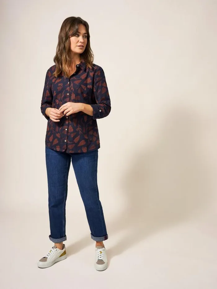 Women SHIRTS and BLOUSES White Stuff Emilia Organic Cotton Classic Fit Shirt Navy Print Women SHIRTS and BLOUSES White Stuff Emilia Organic Cotton Classic Fit Shirt Navy Print