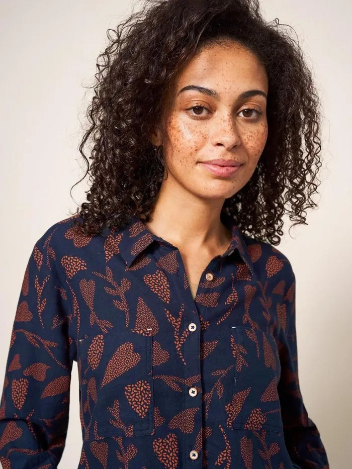 Women SHIRTS and BLOUSES White Stuff Emilia Organic Cotton Classic Fit Shirt Navy Print Women SHIRTS and BLOUSES White Stuff Emilia Organic Cotton Classic Fit Shirt Navy Print