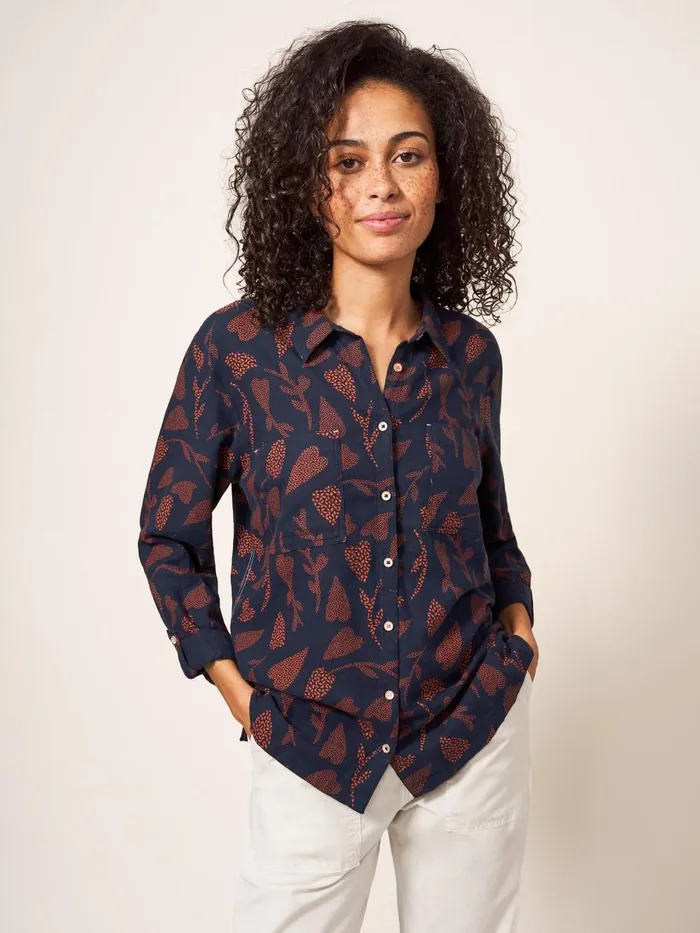 Women SHIRTS and BLOUSES White Stuff Emilia Organic Cotton Classic Fit Shirt Navy Print Women SHIRTS and BLOUSES White Stuff Emilia Organic Cotton Classic Fit Shirt Navy Print