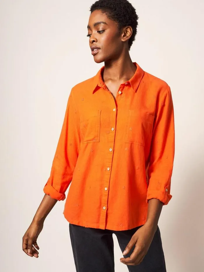 Women SHIRTS and BLOUSES White Stuff Emilia Organic Cotton Long Sleeve Shirt Bright Red