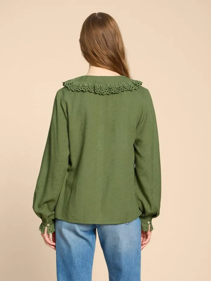 Women SHIRTS and BLOUSES White Stuff Lara Broderie Shirt Mid Green Women SHIRTS and BLOUSES White Stuff Lara Broderie Shirt Mid Green