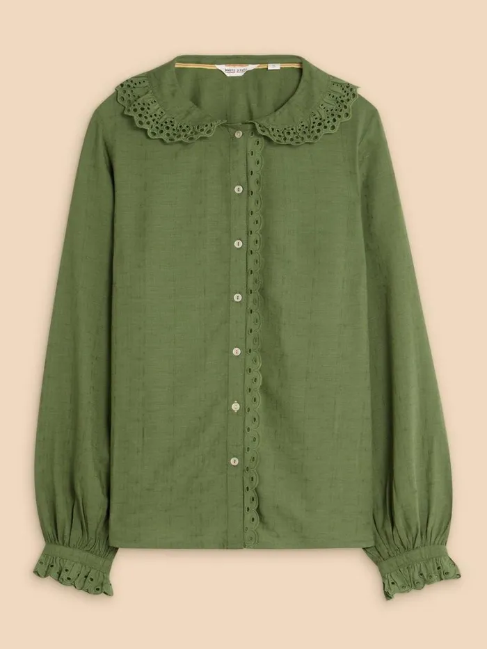 Women SHIRTS and BLOUSES White Stuff Lara Broderie Shirt Mid Green Women SHIRTS and BLOUSES White Stuff Lara Broderie Shirt Mid Green
