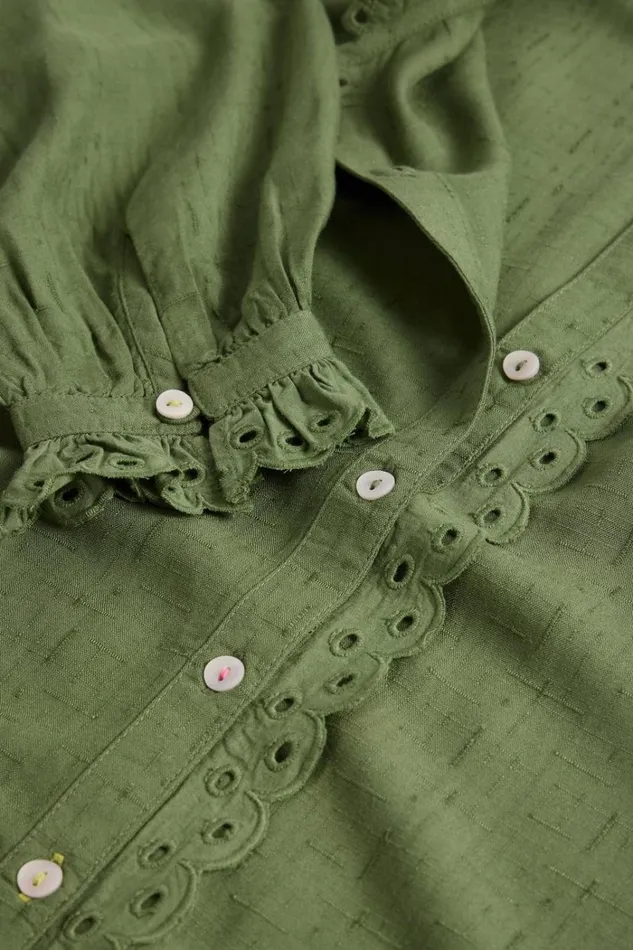 Women SHIRTS and BLOUSES White Stuff Lara Broderie Shirt Mid Green Women SHIRTS and BLOUSES White Stuff Lara Broderie Shirt Mid Green