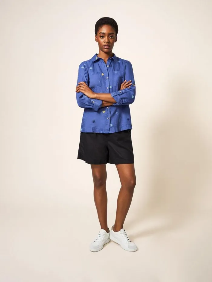 Women SHIRTS and BLOUSES White Stuff Layla Emb Linen Shirt Blue Multi