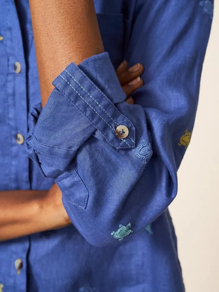 Women SHIRTS and BLOUSES White Stuff Layla Emb Linen Shirt Blue Multi Women SHIRTS and BLOUSES White Stuff Layla Emb Linen Shirt Blue Multi